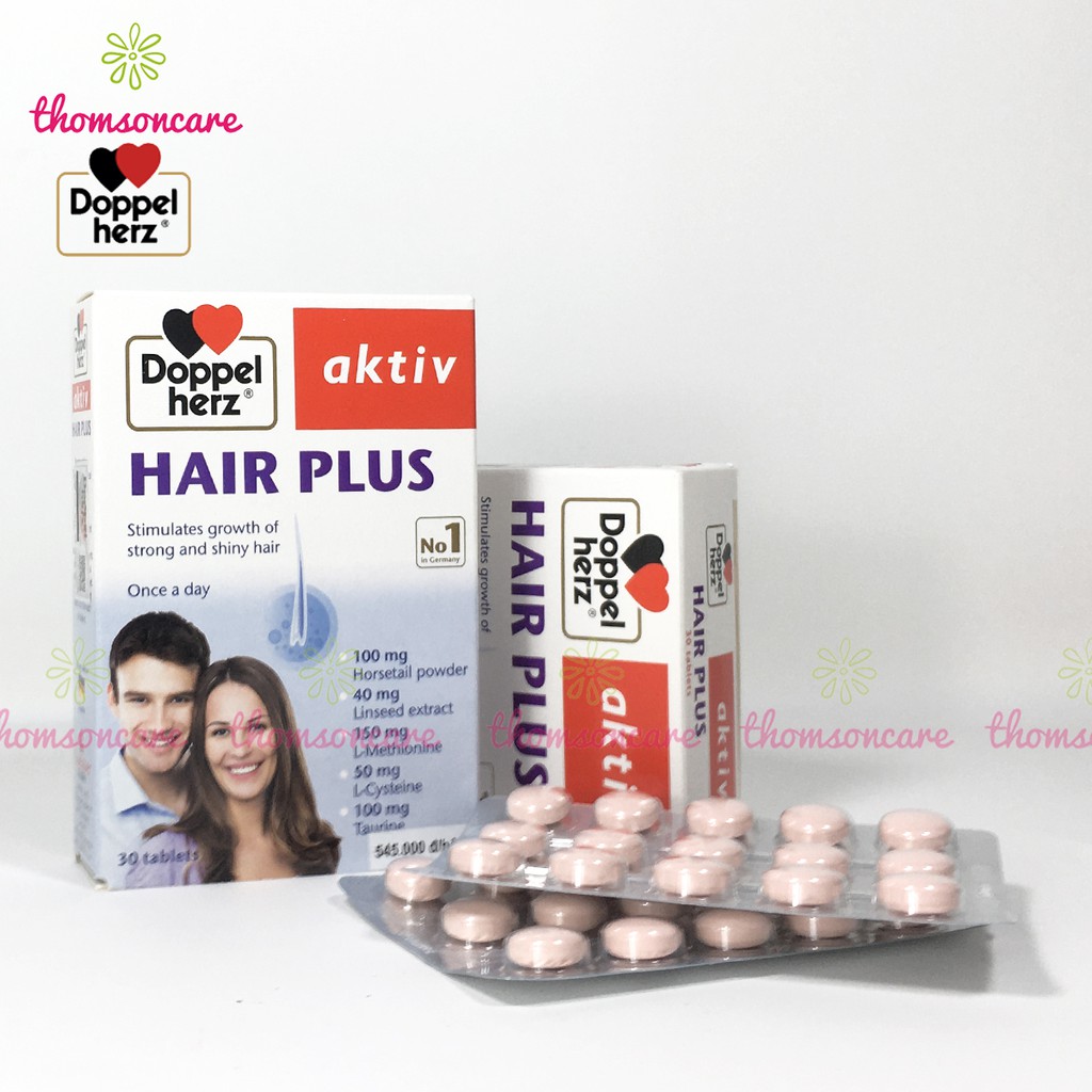Aktiv Hair Plus - Hỗ trợ giảm rụng tóc, hói đầu, tóc gãy rụng cho nam, nữ - nhập khẩu Doppelherz từ Đức