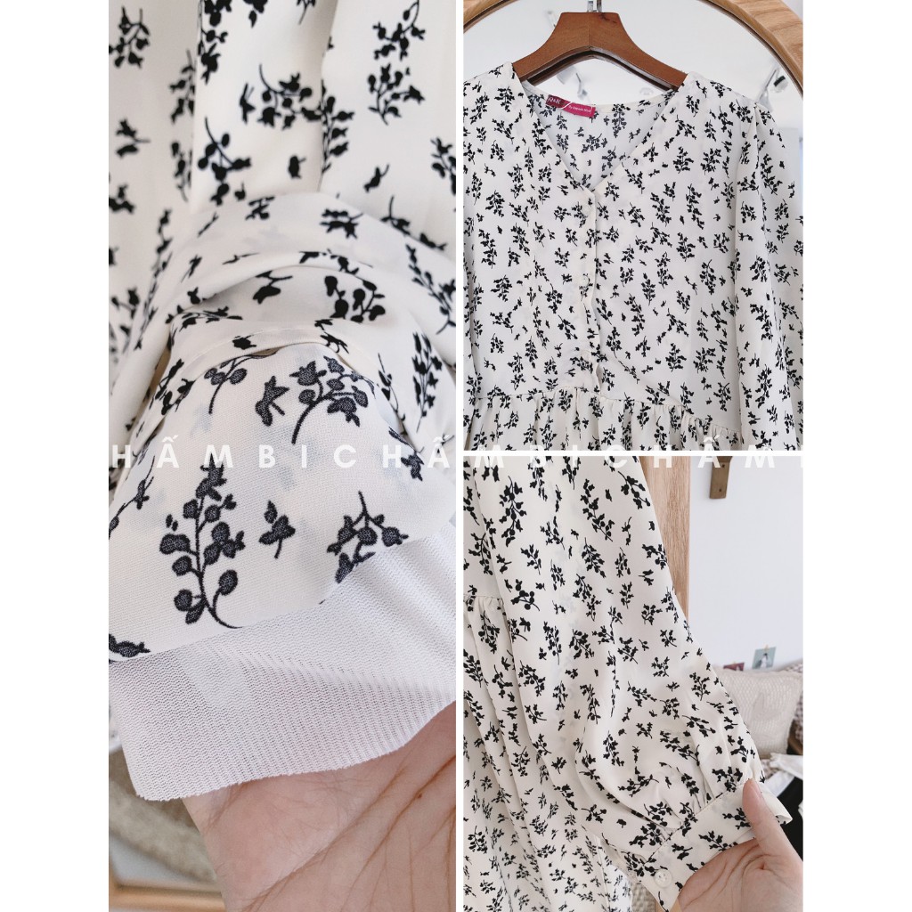 Đầm Babydoll Hoa Nhí Dài Tay Cúc Ngực Cổ V Freesize<53kg - V.046 | BigBuy360 - bigbuy360.vn