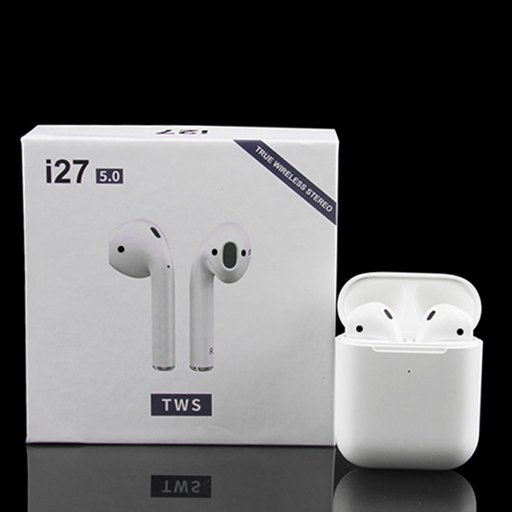 Tai nghe i27 TWS - Hỗ trợ sạc không dây nhấc tai - Cảm biến khi tháo tai tặng bao silicon