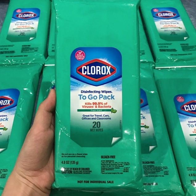 [GÓI LẺ] Khăn Giấy Ướt Clorox Diệt 99,9% Vi Khuẩn Gói 20 Miếng - USA