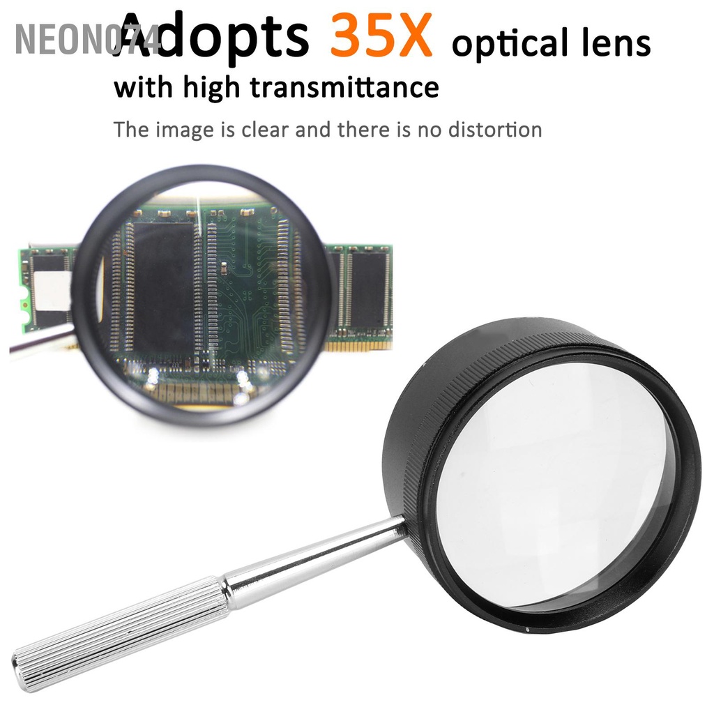 Neon074 Kính lúp cầm tay 35X dành cho người cao tuổi để xác định tem trang sức 50mm