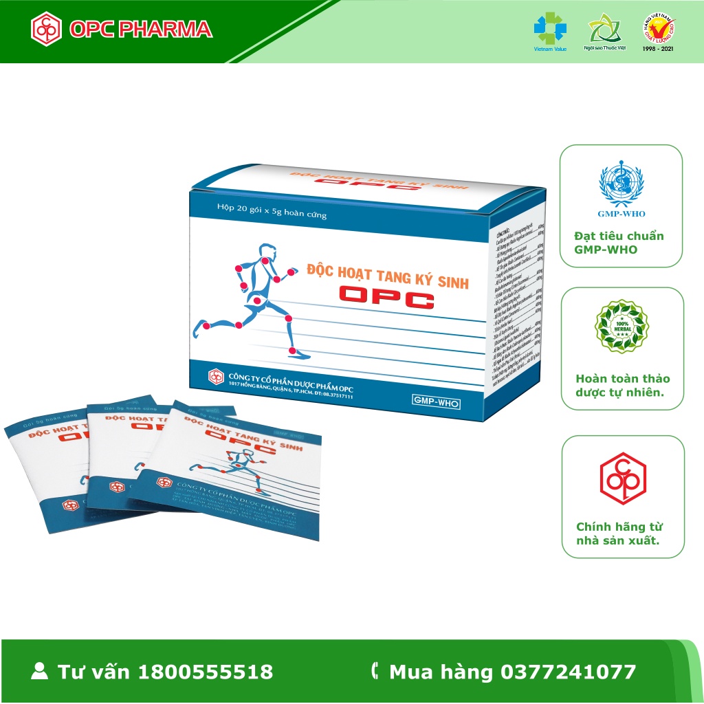 Viên uống xương khớp ĐỘC HOẠT TANG KÝ SINH  Giúp hỗ trợ giảm Viêm khớp, tê nhức-Hàng chính hãng OPC