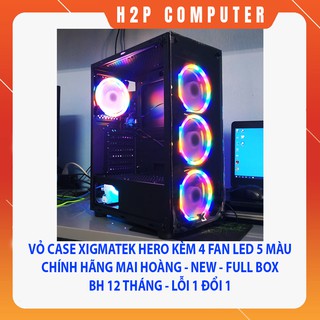 Vỏ Case Xigmatek Hero Fom ATX KÈM 4 Fan Led 5 Màu siêu đẹp - thoáng - New - Chính Hãng Full Box