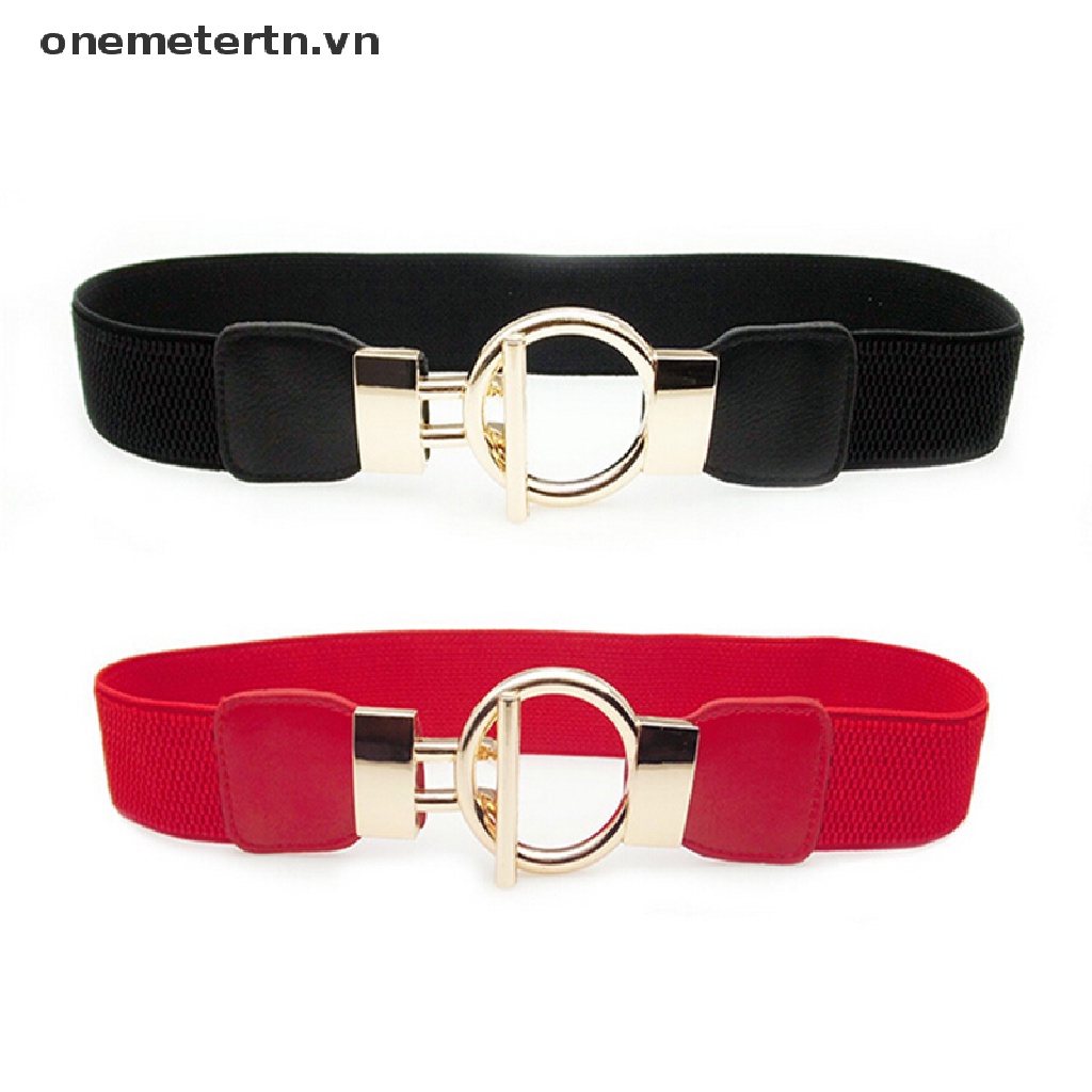 【onemetertn】  Women Buckle Waistband Wide Elastic Stretch Waist Belt For Women Dress [VN]