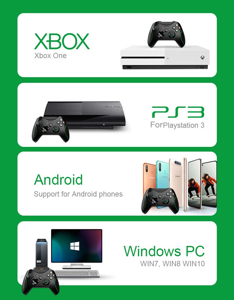 Tay Cầm Chơi Game Không Dây 2.4g Cho Xbox One Ps3 / Android Smart Phone Trên Win Pc 7 / 8 / 10