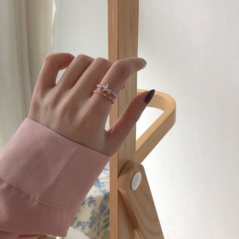 Nhẫn dạng hở hình hoa / bướm đính đá xinh xắn