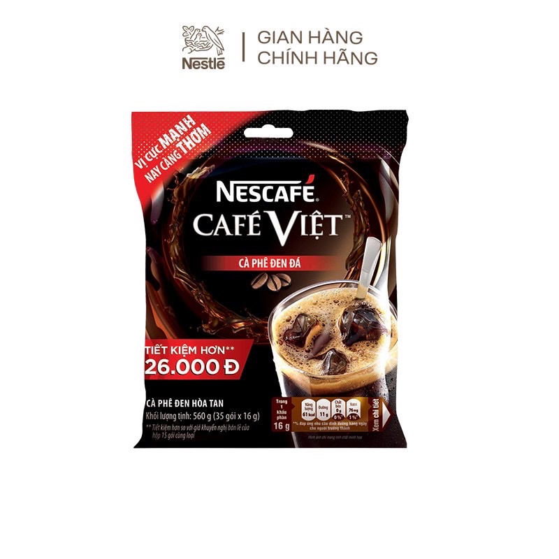 Cà phê hòa tan Nescafé café Việt cà phê đen đá (Bịch 35 gói x 16g)