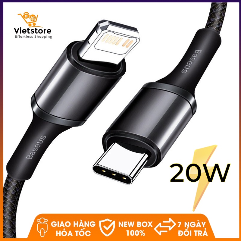 Cáp & Dock Sạc -Cáp sạc nhanh Baseus công suất 18-20W/3A dành cho iPhone 11 Pro Xs Max MacBook iPad