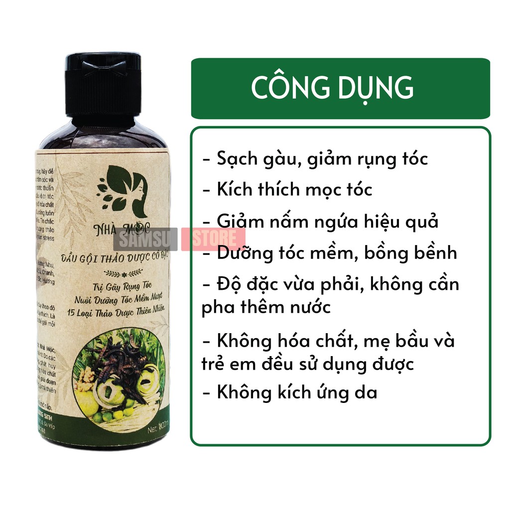 Dầu gội thảo dược bồ kết thuần chay dưỡng tóc mọc tóc cô đặc sạch gàu chống rụng tóc 300ml handmade SAMSU