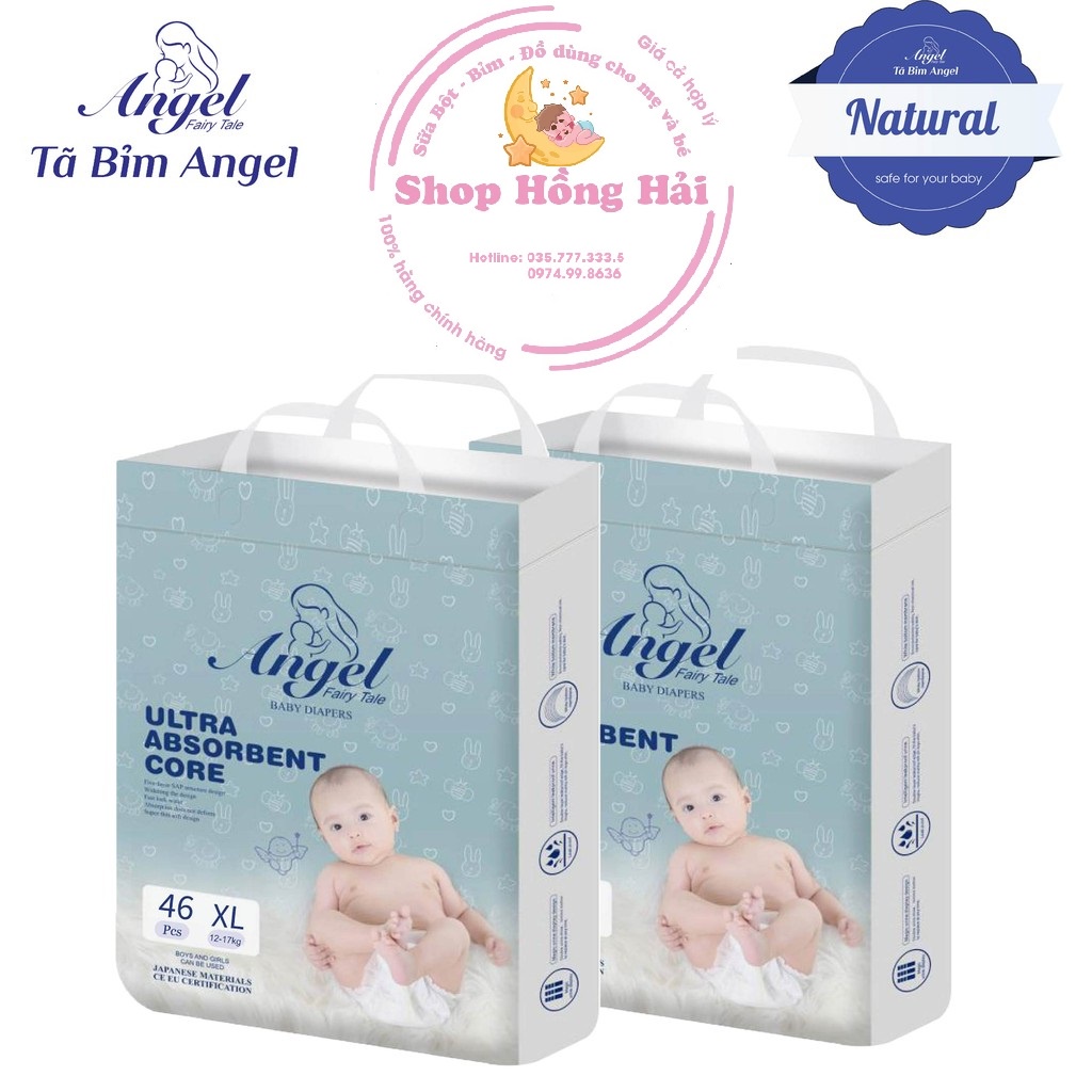 (tặng 3-5 miếng)Bỉm dán/quần angel Ultra Absorbent xanh đủ size NB62/S58/M54/L50/XL46/M38/L36/XL34/XXL32/XXXL30