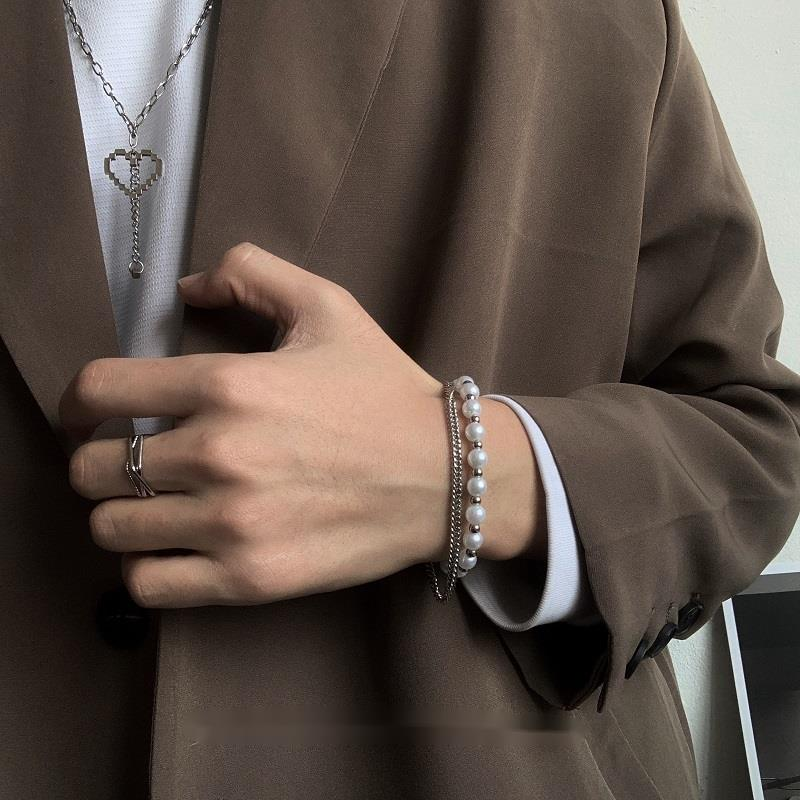 Vòng Tay Hai Lớp Bằng Thép Titan Phong Cách Hip Hop 19851 Dễ Phối Đồ