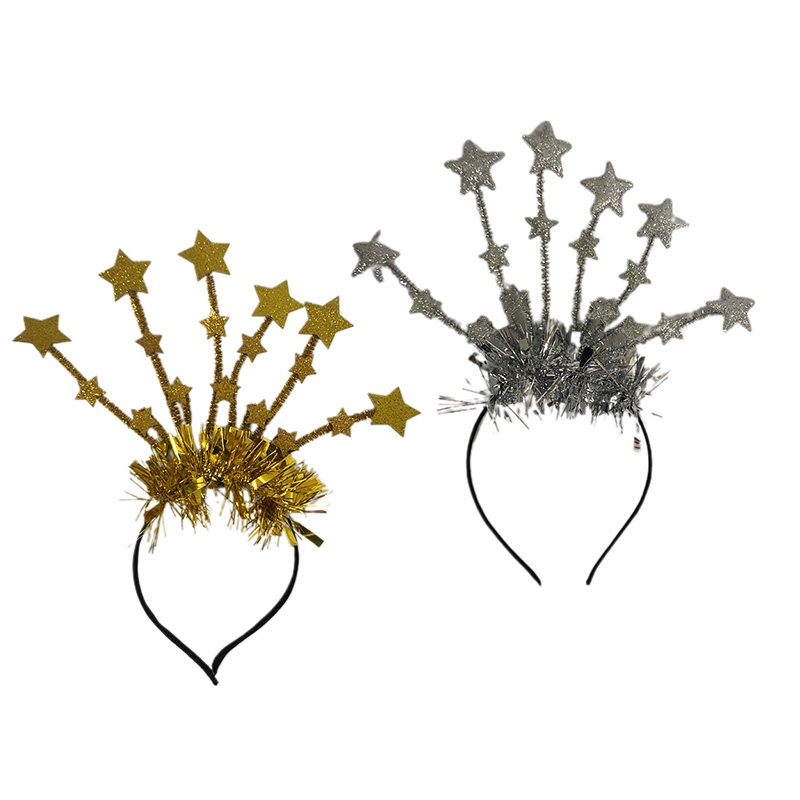 Băng Đô Cài Tóc Hình Ngôi Sao Năm Mới Đính Kim Tuyến Lấp Lánh