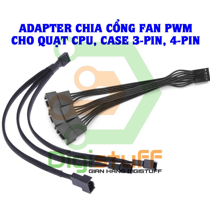 Bộ chia cổng quạt tản nhiệt PWM ( quạt CPU hoặc fan case ) từ 1 sang 3 hoặc 5