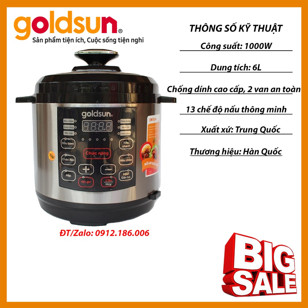 NỒI ÁP SUẤT ĐIỆN ĐA NĂNG GOLDSUN CD2601 CHÍNH HÃNG