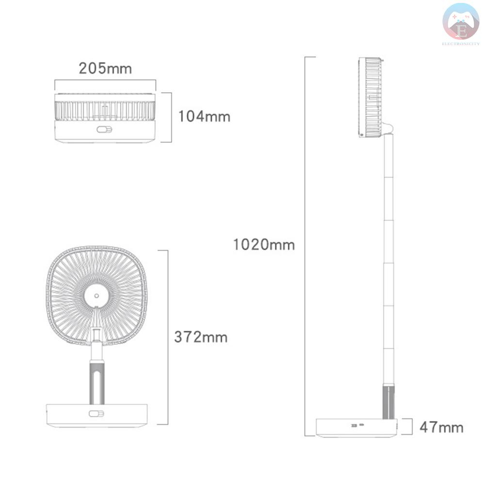 Ĕ  Folding Remote Control Four-speed Timing Telescopic Landing Two-in-One USB Portable Fan Charge Pal Rechargeable