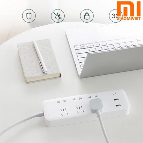 Xiaomi ZMI CXP01 65W - Ổ cắm điện 6 ổ cắm - Tặng kèm dây cáp Type C to Type C - Có PD Power Delivery 65W sạc nhah Laptop