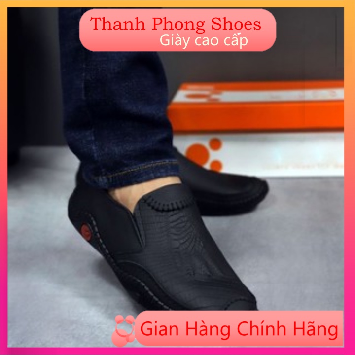 [SIÊU SALE] Giày Da Nam Giày Nam Lười Dập Vân Cá Sấu Giày Mọi Da Nam Đẹp Đế Cao Su Khâu Chỉ Cực Bền