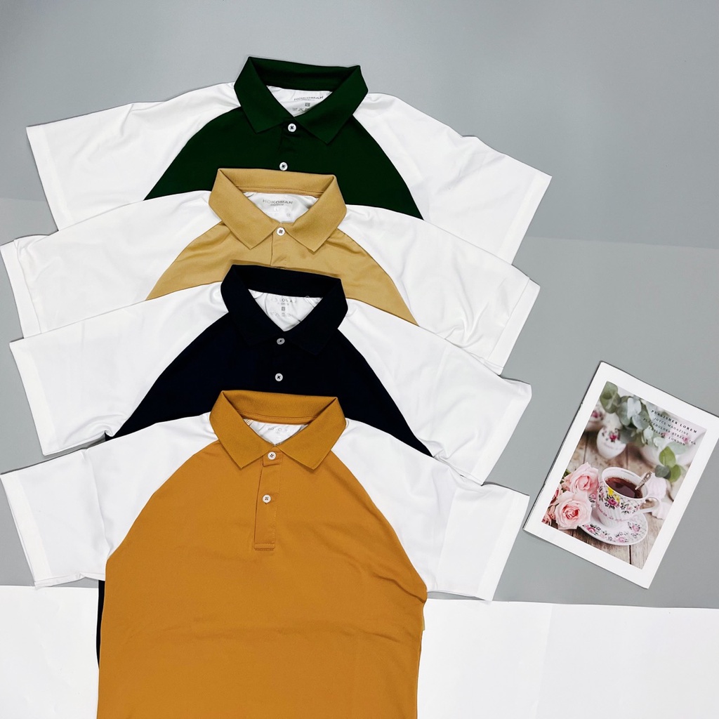 Áo polo nam cổ bẻ phối tay trắng chất vải cá sấu Cotton xuất xịn,chuẩn form, sang trọng - thanh lịch TB049