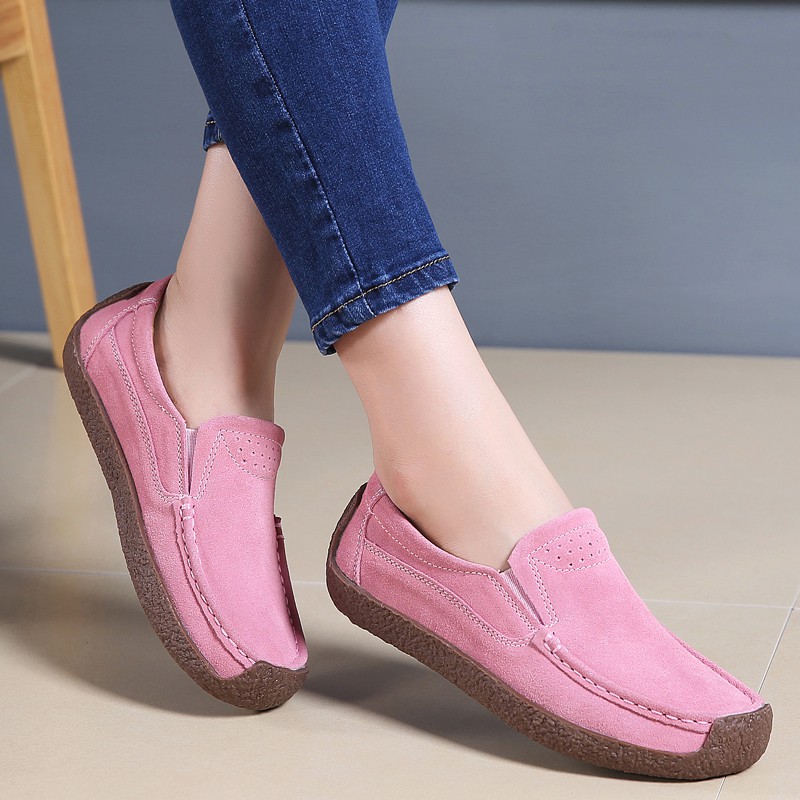 Đôi giày lười bằng da lộn 6 màu tùy chọn cho nữ size 35-42