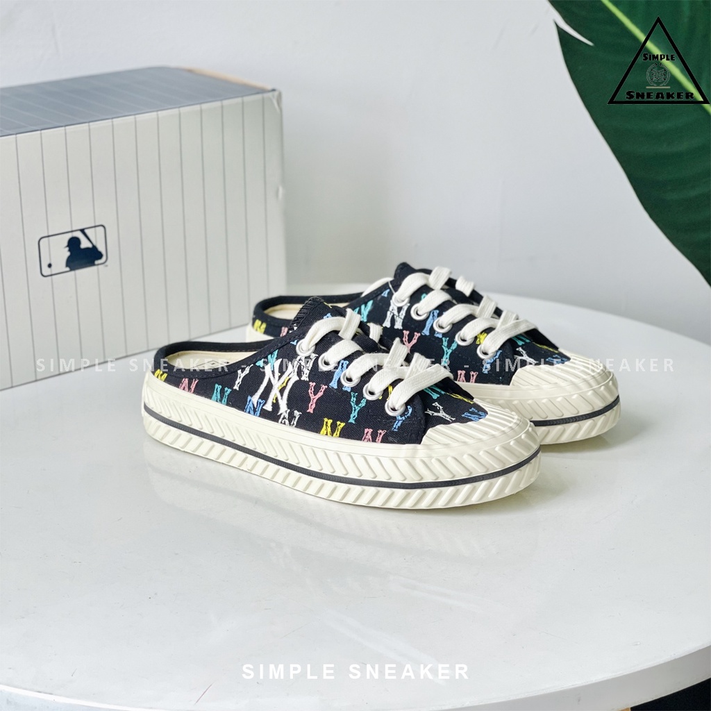 Giày Mule Playball Origin Chính Hãng FREESHIP MLB Mule Monogram Multicolor Chuẩn Auth- Giày MLB Sục NY- Simple Sneaker