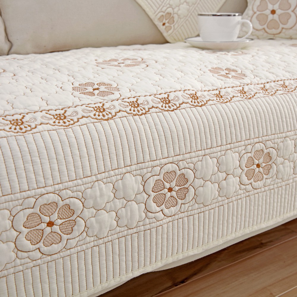 Áo bọc ghế sofa thêu hoạ tiết hai mặt chất liệu vải cotton cao cấp dùng bốn mùa hàng mới