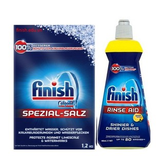 Combo Muối rửa bát finish 1,2kg+ Nước làm bóng Finish 400ml HANG CHÂU ÂU
