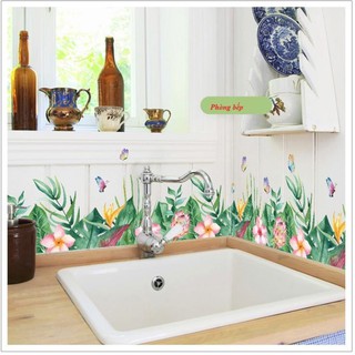 [XẢ HÀNG] Tranh chân tường hoa cỏ đủ màu AmyShop - decal dán tường dán chỉ chân