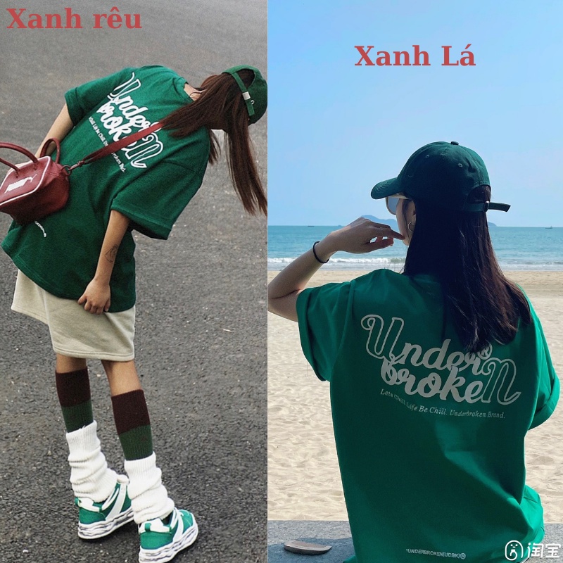 Áo thun xanh lá tay lỡ UnderBrocken form Unisex, Áo Thun Tay Lỡ Unisex 2022