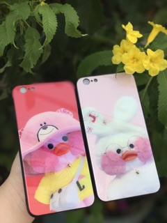 Ốp lưng kính cường lực vịt cute cho iphone