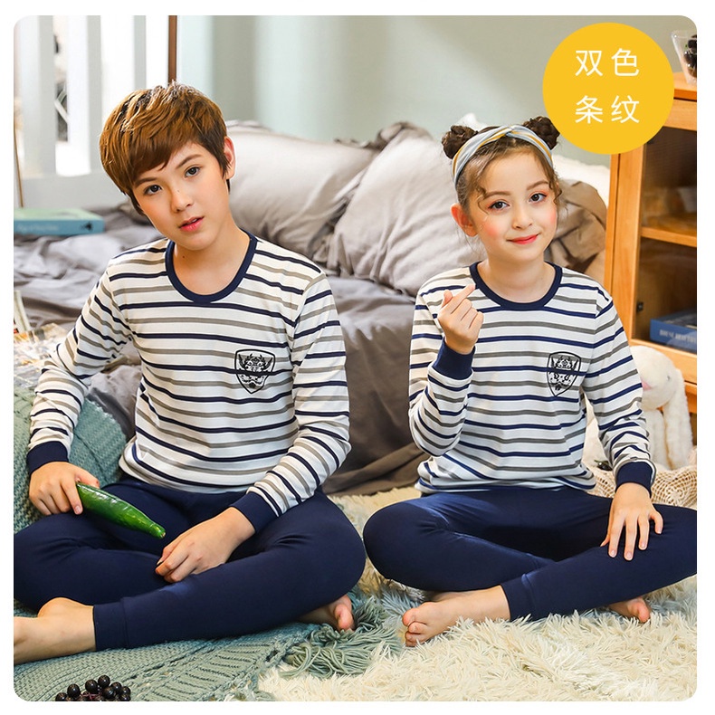 Bộ Đồ Ngủ Tay Dài Chất Liệu Cotton 140cm - 175cm Thời Trang Xuân Thu Cho Nam Nữ