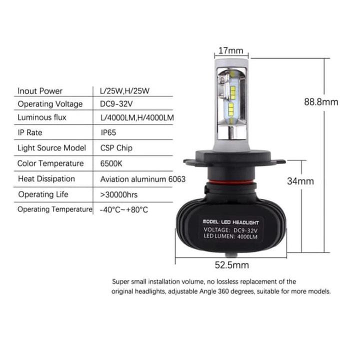 Đèn Pha Led H4 Trang Trí Nội Thất Xe Hơi