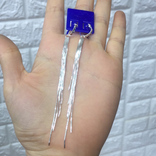 Khuyên tai lụa siêu dài bạc ta