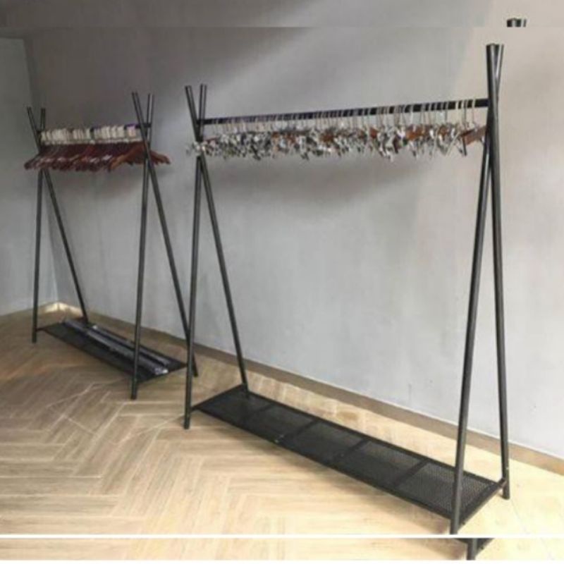 Kệ đơn treo quần áo - khung kệ chữ X trưng bày mẫu quần áo,kệ treo đồ livestream cực xinh màu đen,kt 160x150x40cm