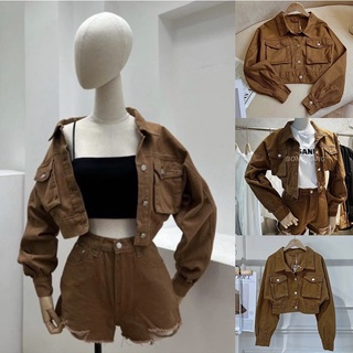 Áo Khoác Kaki Jean Croptop - hàng cao cấp - thiết kế độc quyền - ảnh thật 100% chính chủ Trang Kyo