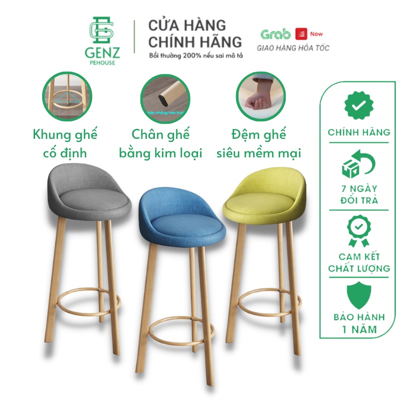 Ghế Quầy Bar Ghế Lễ Tân Cao Ghế Thu Ngân Cấp Phong Cách Hiện Đại Đệm Êm Ái Chân Kim Loại Anhome Peho
