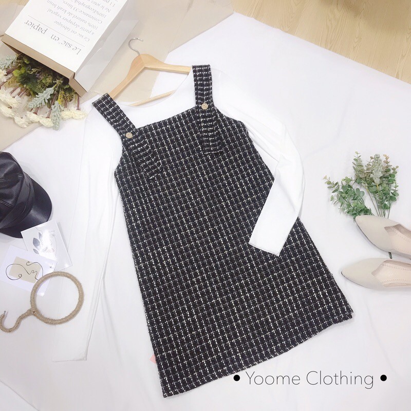 set yếm dạ áo trắng tay dai chất dạ dày có thể tháo rời mix được [ ảnh thật tại shop]