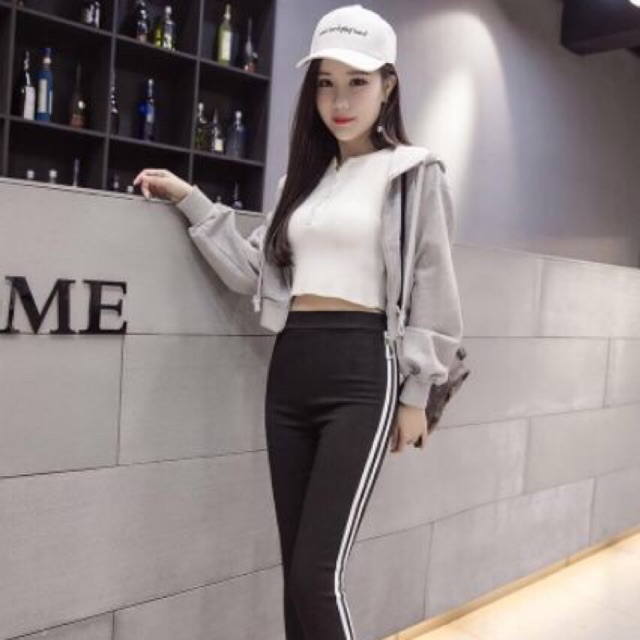 Quần legging nữ 2 sọc trắng