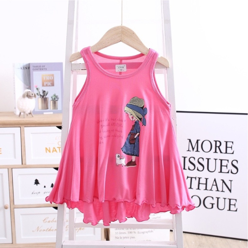 Váy bé gái, đầm sát nách cho bé chất cotton size đại đến 65kg - BABYDOLL CÔ GÁI