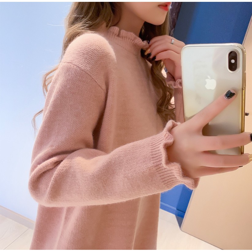 Váy len thời trang tay dài thiết kế theo phong cách Hàn Quốc đáng yêu cho phái nữ | BigBuy360 - bigbuy360.vn