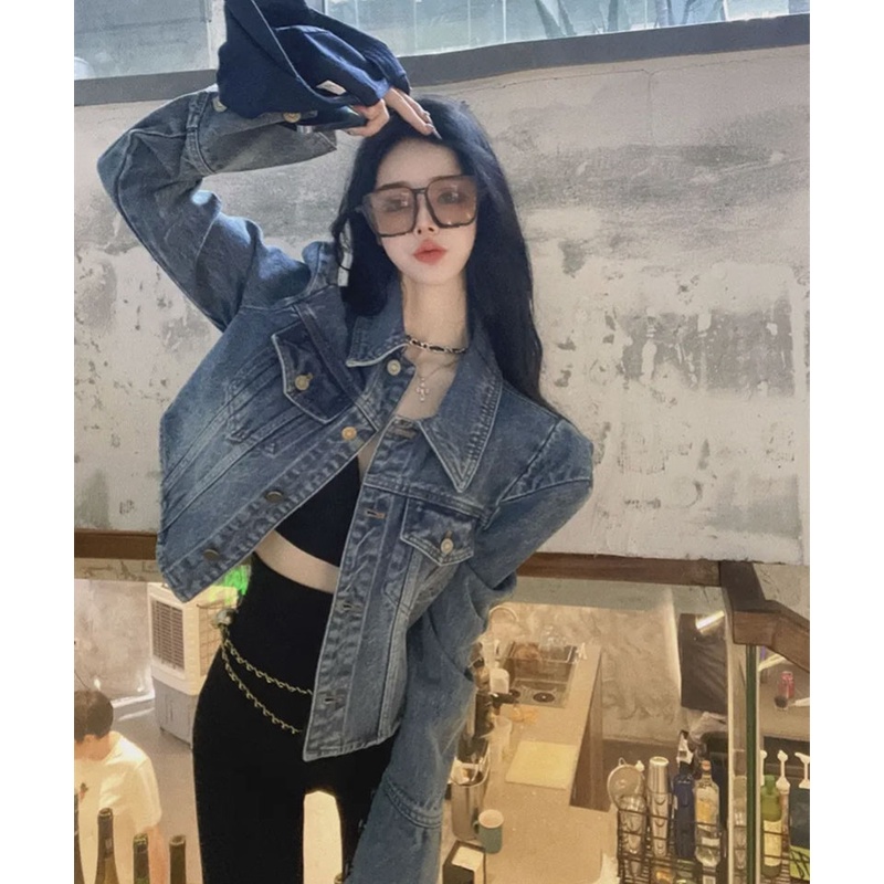 Áo Khoác Denim Dáng Rộng Thời Trang Mùa Thu Cho Nữ