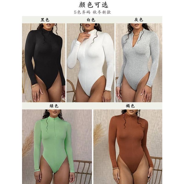 Bodysuit dài tay khóa kéo thời trang dành cho nữ | BigBuy360 - bigbuy360.vn