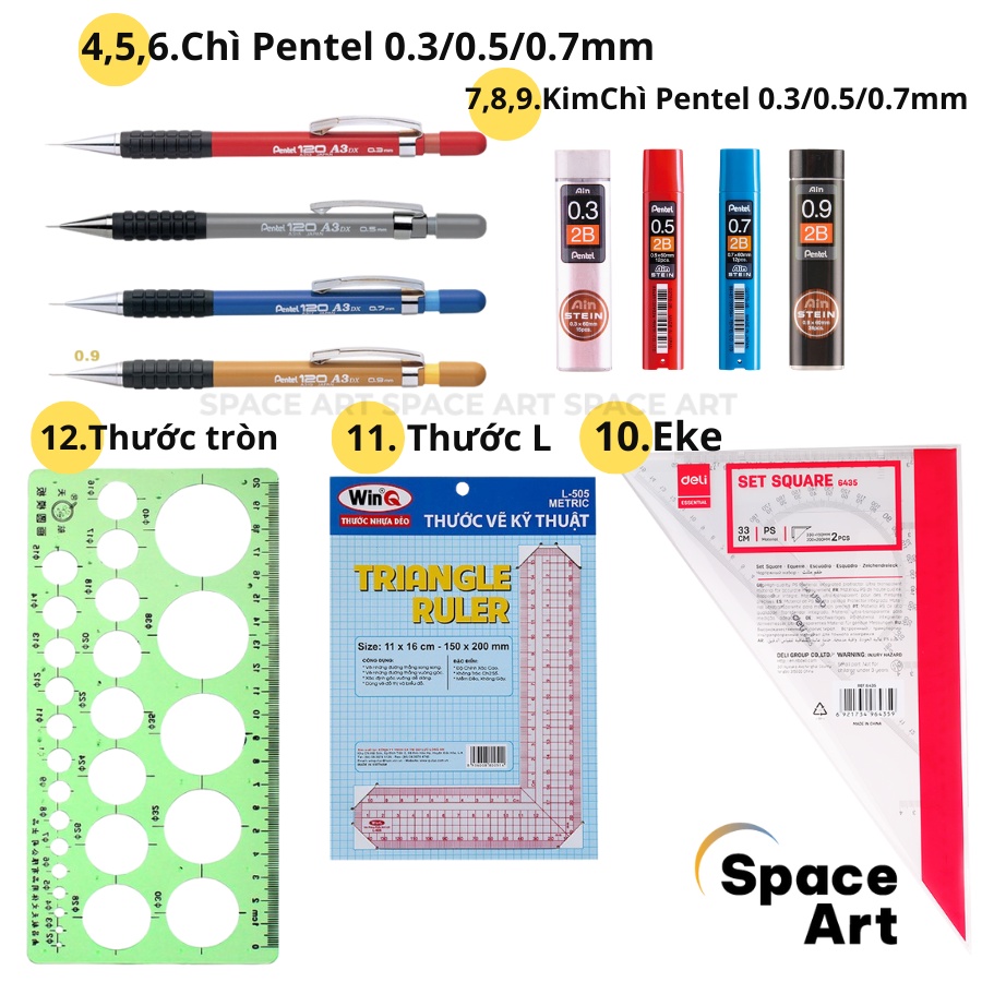 Combo 1 Vẽ Kỹ Thuật cơ bản cho dân kỹ thuật, kiến trúc