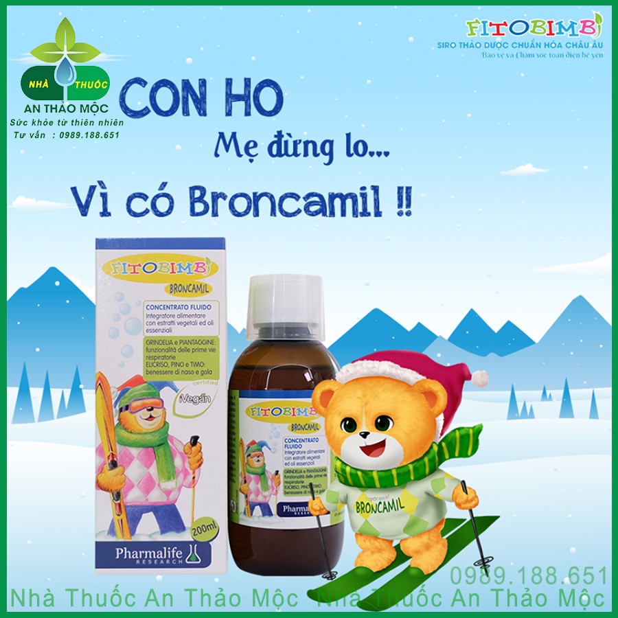 Fitobimbi Broncamil.Thảo Dược Ho Có Đờm,Viêm Họng,Viêm Phế Quản Làm Dịu Mát Họng