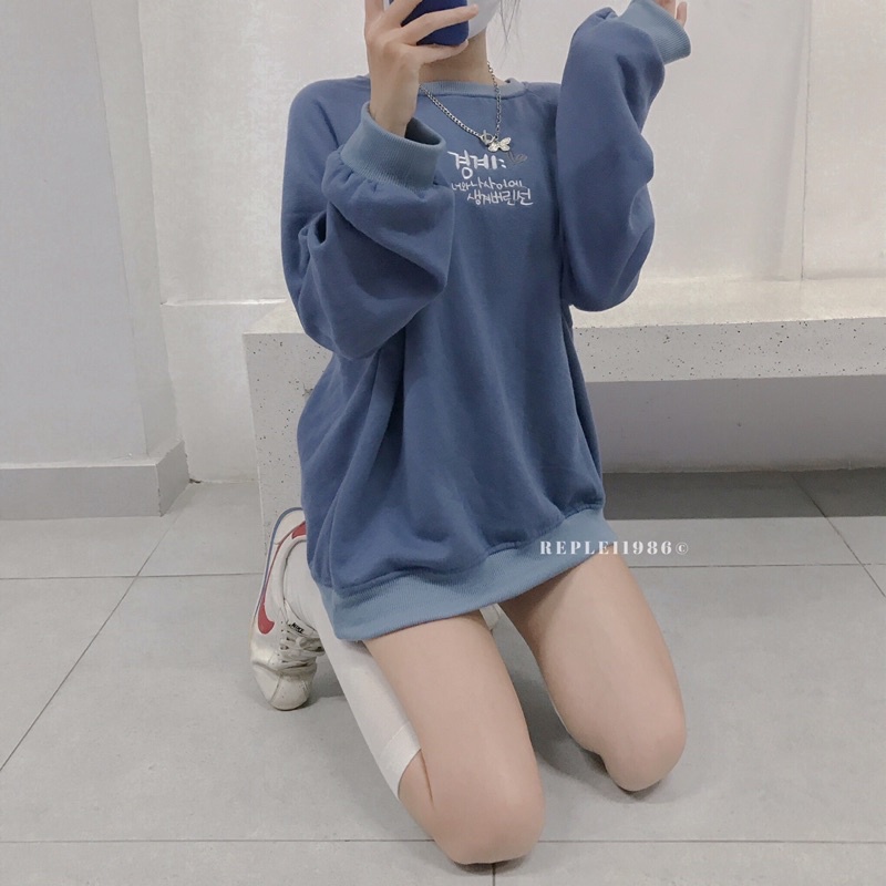 Áo sweater raglan chữ Hàn