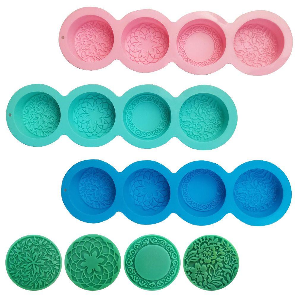 PISTA Khuôn Silicone Làm Xà Phòng 3D DIY 4 Ngăn Đa Năng Hình Bông Hoa
