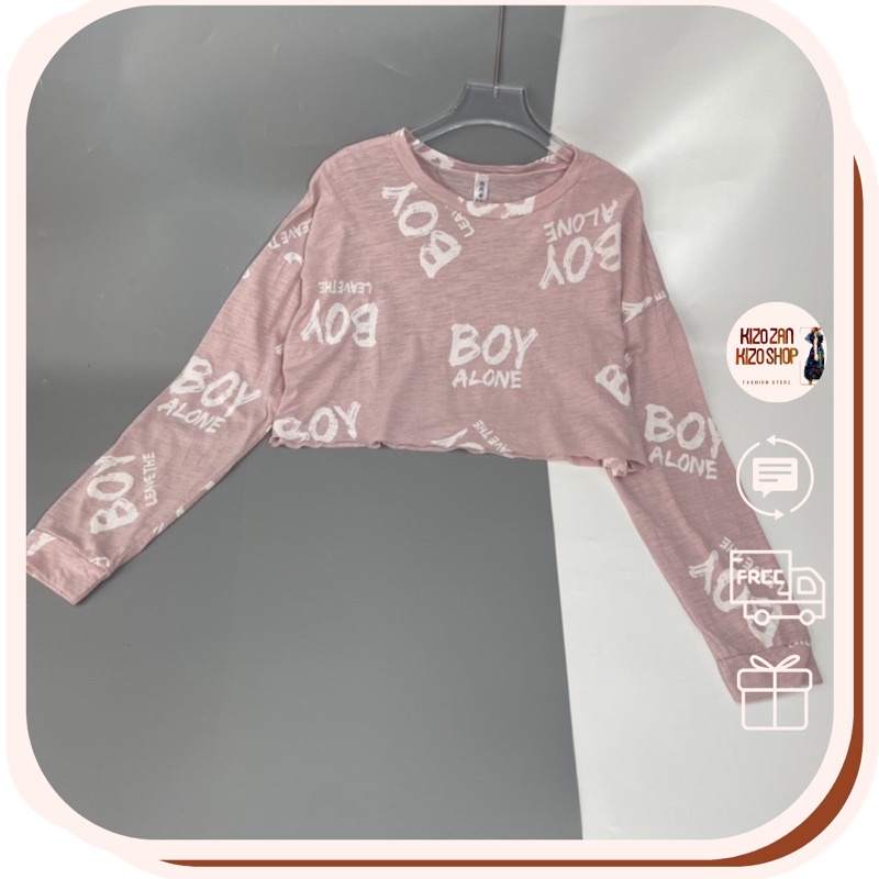 G12. 8033. ÁO THUN CHỮ BOY CROPTOP