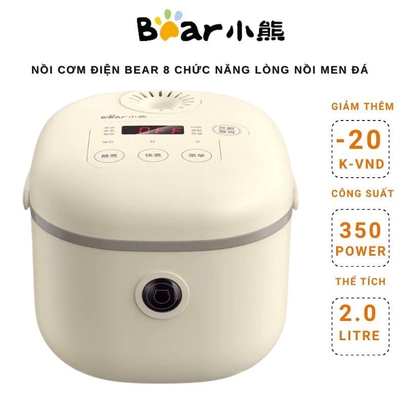 Nồi cơm điện tử Bear 0.8L lòng nồi men đá 8 chưc năng bảo hành 12 tháng hàng chính hãng DFB-B20A1