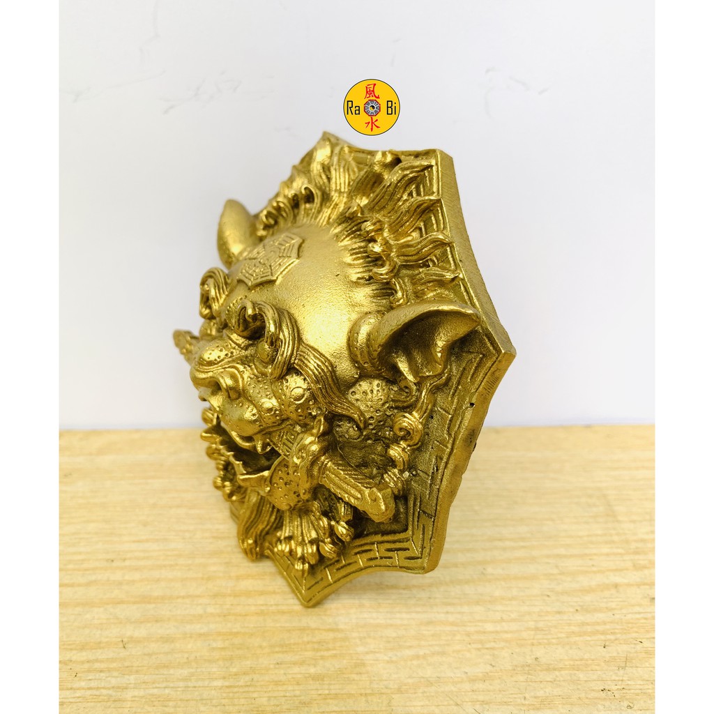 Hổ Phù 10cm - Mặt Sư Tử Trừng Mắt Ngậm Kiếm - Tượng Đồng Phong Thủy