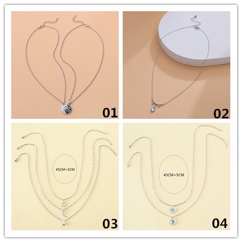 Vòng cổ Nhiều Lớp Mặt Hình Mặt Trăng/Mặt Trời/Bướm Thời Trang Cổ Điển Dành Cho Cặp Đôi