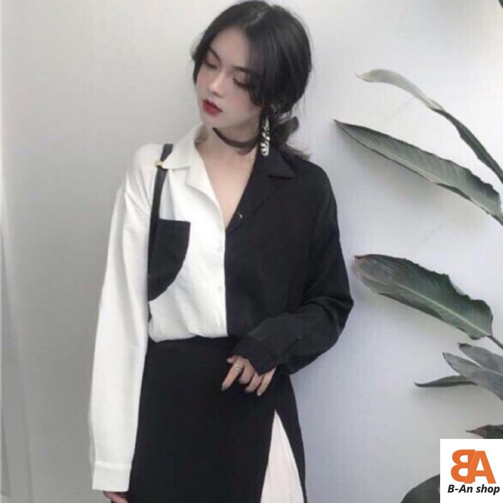 [Mã FAMAYWA giảm 10K đơn 50K] Áo sơ mi hai màu cá tính_có ảnh thật | BigBuy360 - bigbuy360.vn